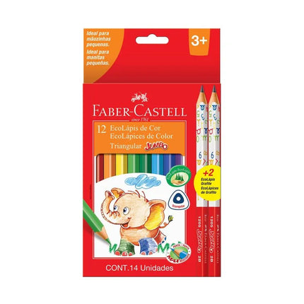 12 Ecolápices Jumbo + 2 Grafitos | Colores para Niños