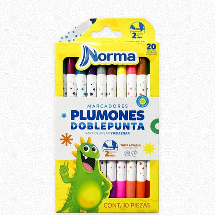 Plumones Lavables Doble Punta x20 | Colores Creativos