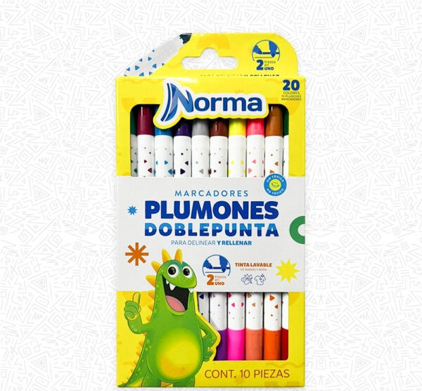 Plumones Lavables Doble Punta x20 | Colores Creativos