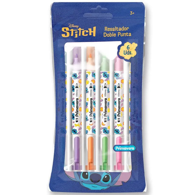 Resaltadores Doble Punta Stitch x6 | Colores Pastel