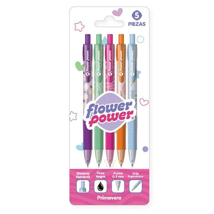 Bolígrafo Flower Power Glow Up x5 | Set de Bolígrafos