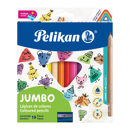 Lápices de Colores Jumbo x19 Pelikan | Fácil Agarre