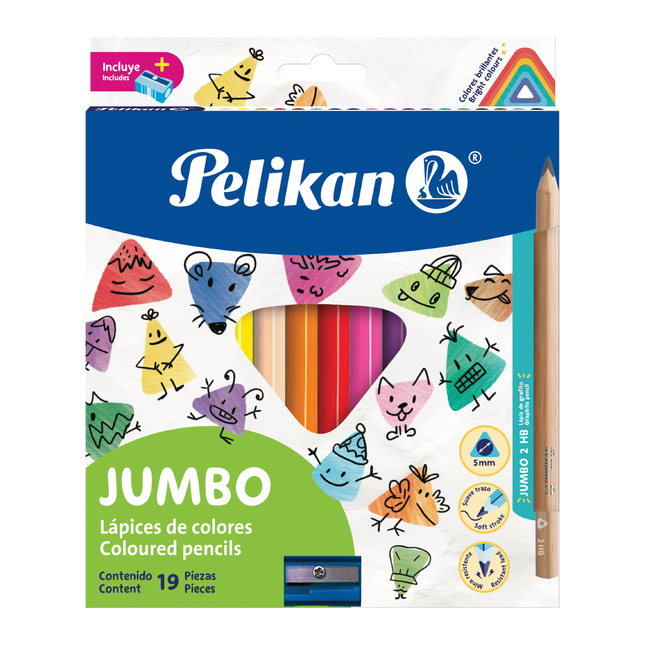 Lápices de Colores Jumbo x19 Pelikan | Fácil Agarre
