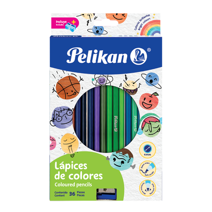 Lápices de Colores x36 Pelikan | Colores Intensos