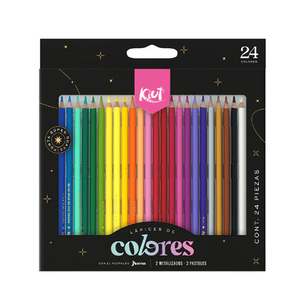 Lápices de Colores x24 Kiut | Set Escolar Completo