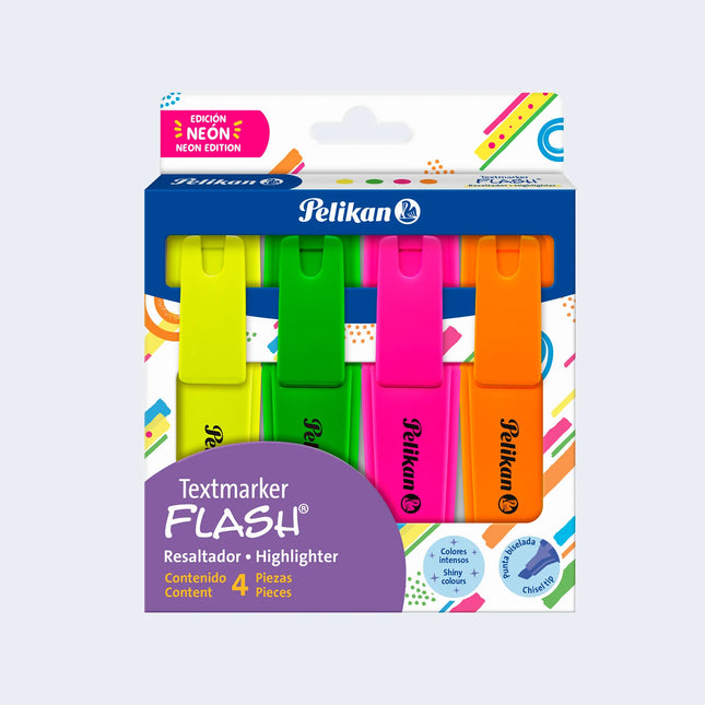 Caja x 4 Textmarker Neón | Resaltadores de Colores