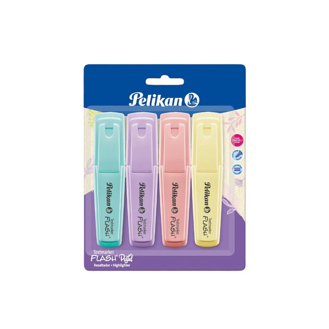 PELIKAN x 4 RESALTADORES TEXTMARKER FLASH - COLORES PASTELES