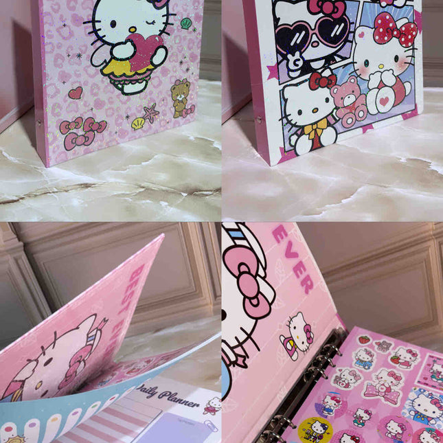 Folder Hello Kitty con Stickers y Hojas Decoradas