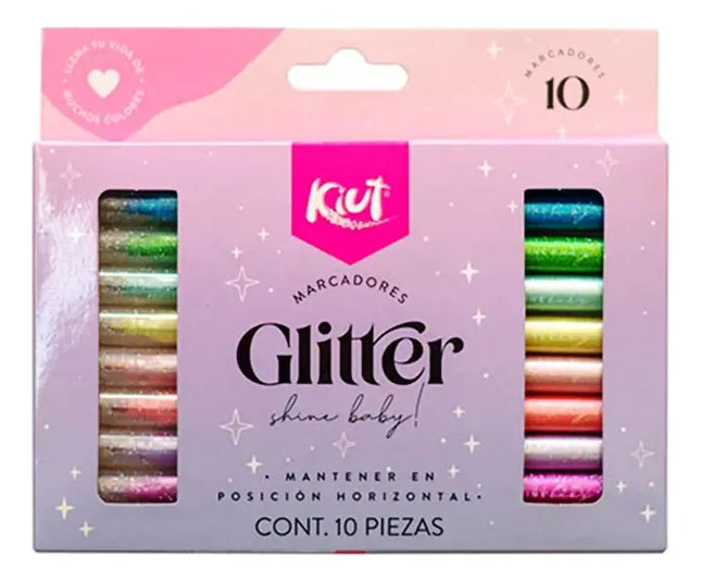 Marcadores Kiut Glitter x10 Norma | Colores con Brillo