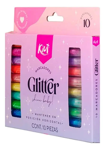 Marcadores Kiut Glitter x10 Norma | Colores con Brillo