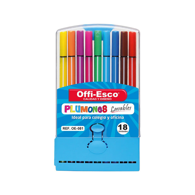 Plumones lavables x 18 Unds.