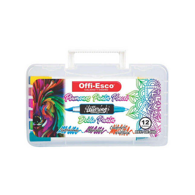 Plumones punta pincel Doble punta x 12 Unds