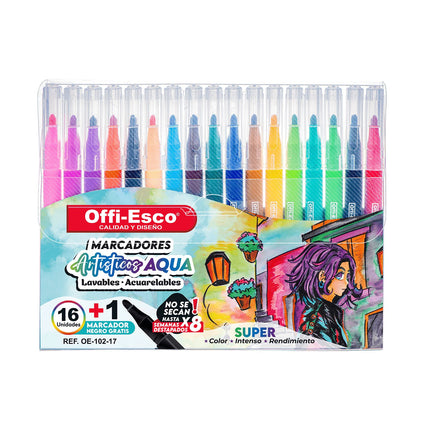 Marcador artístico AQUA lavables/Acuarelables Punta semi-redonda