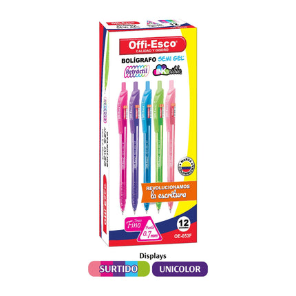 Bolígrafo semi gel 0.7 m retráctil