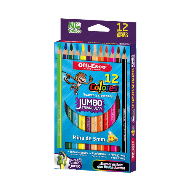 Colores JUMBO Triangulares 12 Unds. Unicolor