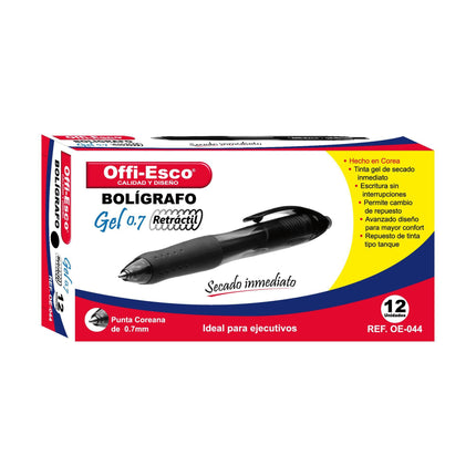 Bolígrafo gel 0.7 m retráctil