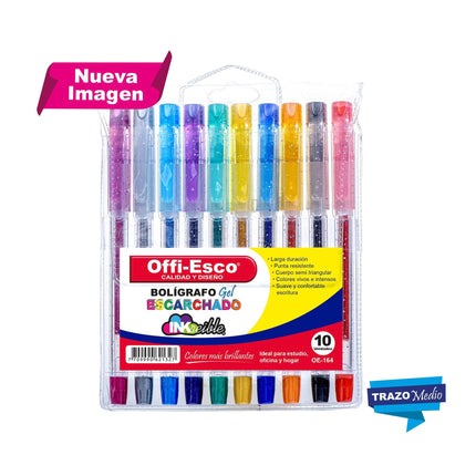 Bolígrafo gel escarchado 1.0 m x10 Und