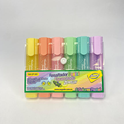 resaltador escarchado x 6 pastel zp305 pc*144