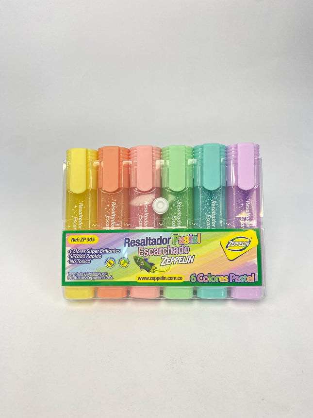 resaltador escarchado x 6 pastel zp305 pc*144