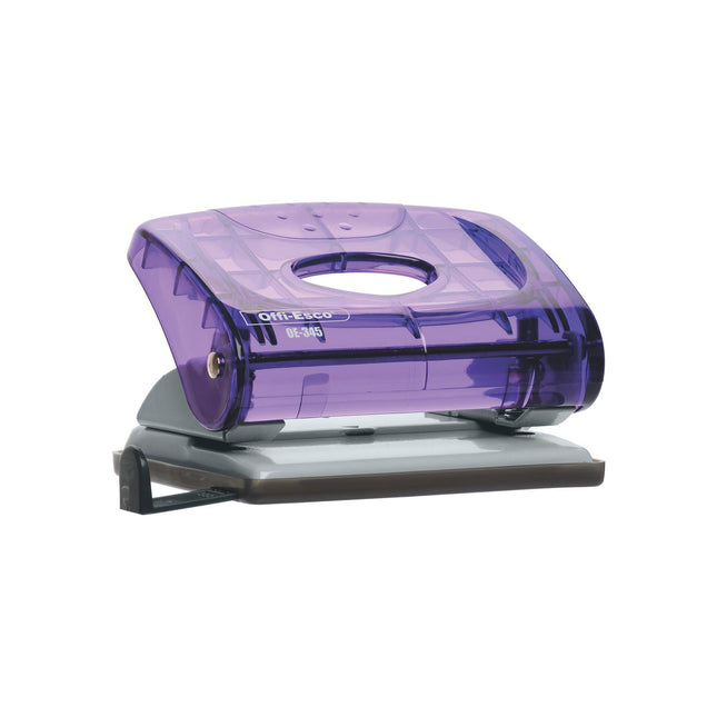 Perforadora 2 huecos mediana Plástica – metálica colores translúcidos