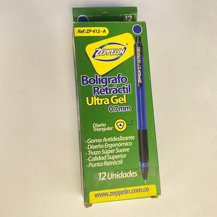 Boligrafo rectractil ultra gel 0,7 mm ZP412-A
