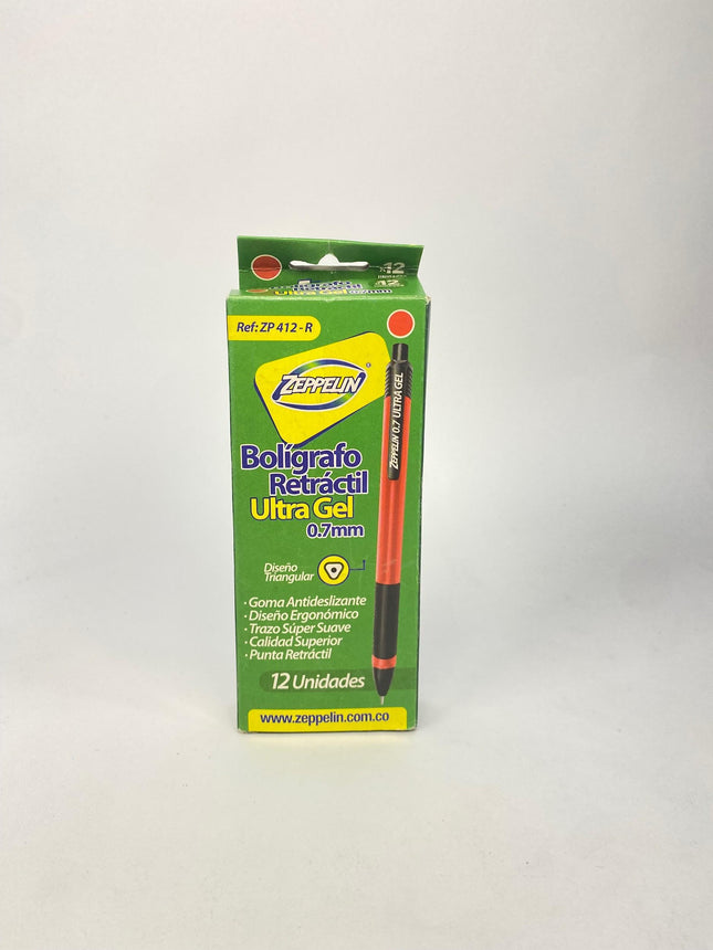 Boligrafo rectractil ultra gel 0,7 mm ZP412-R