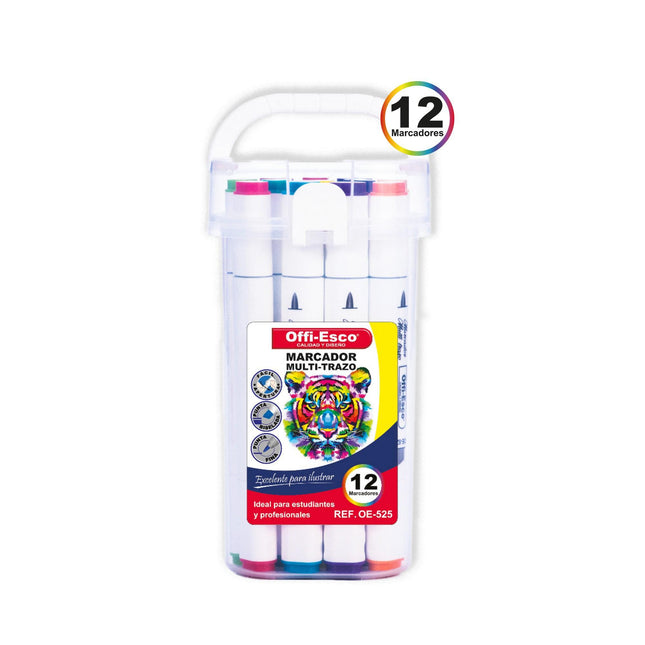 Marcador permanente multi-trazo x 12 Unds.
