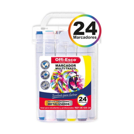 Marcador permanente multi-trazo x 24 Unds