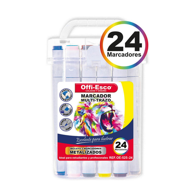 Marcador permanente multi-trazo x 24 Unds