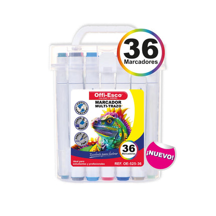 Marcador permanente multi-trazo x 36 Unds.