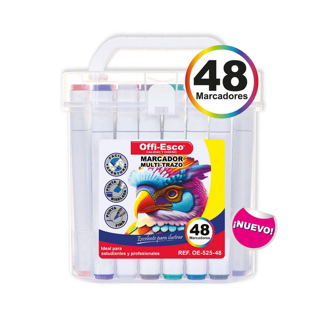Marcador permanente multi-trazo x 48 Unds.