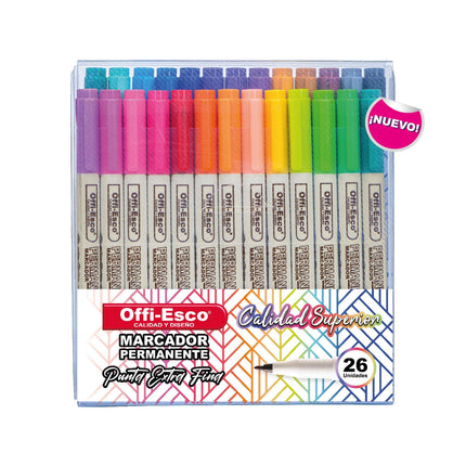 Marcador permanente punta extra-fina Estuche x 26
