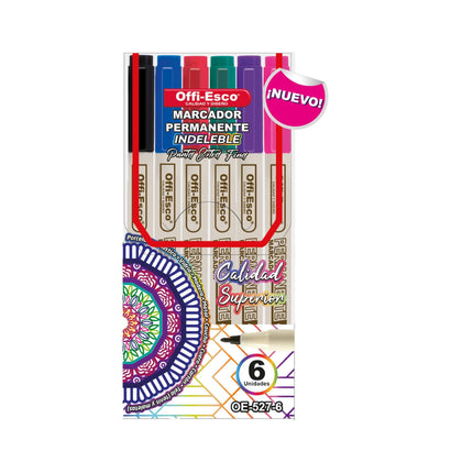 Marcador permanente punta extra-fina Estuche x6