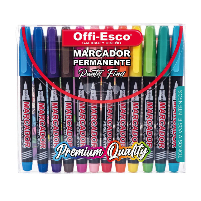 Marcador permanente punta fina Estuche X 12