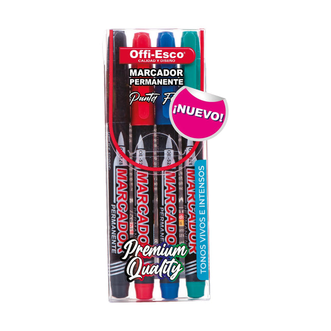 Marcador permanente punta fina Estuche X 4