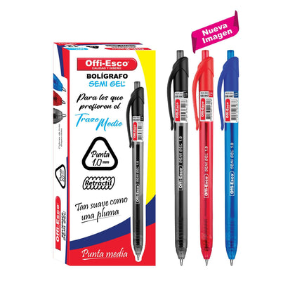 Bolígrafo semi gel 1.0 m retráctil