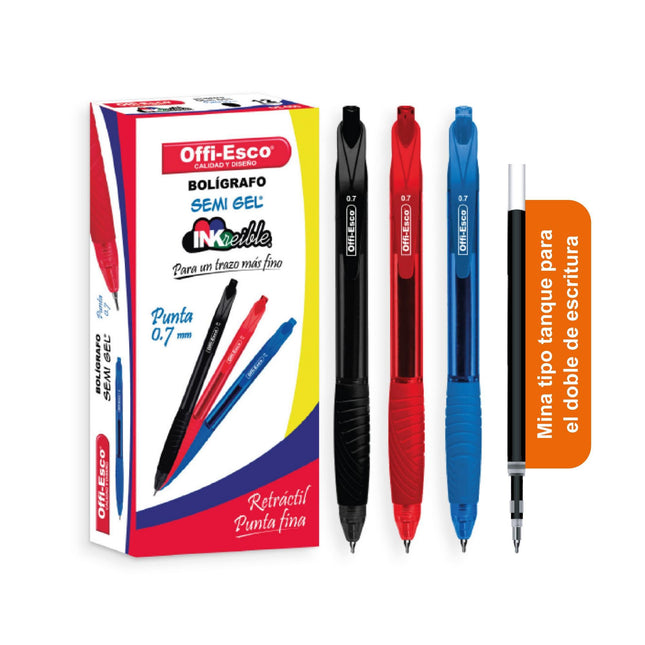 Bolígrafo semi gel 0.7 m retráctil