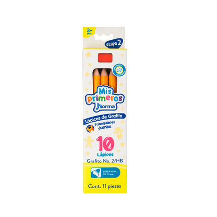 Lápices de Grafito Triangulares Jumbo x10 | Escolar