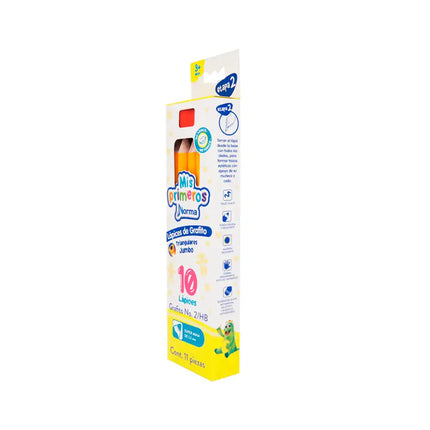 Lápices de Grafito Triangulares Jumbo x10 | Escolar
