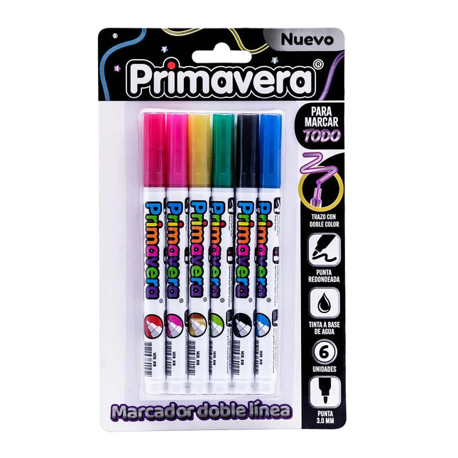 Marcadores Doble Línea x6 | Efecto Creativo y Color