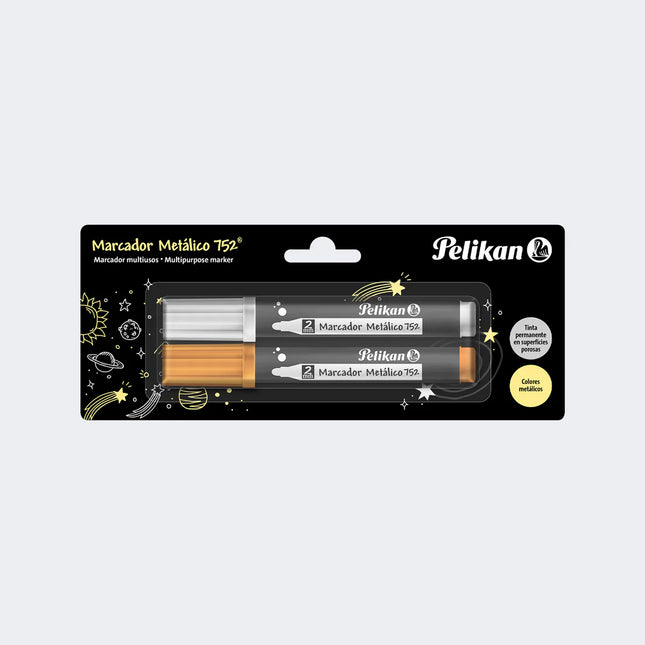 Marcador Metálico x2 Pelikan Oro y Plata