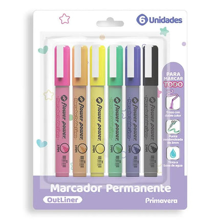 Marcador Permanente Outliner Flower Power | Efecto Metálico