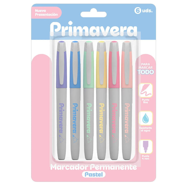 Marcadores Permanente Pastel x6 | Colores Suaves y Duraderos