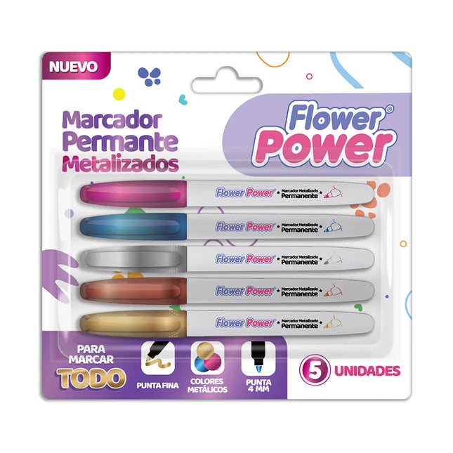 Marcadores Permanentes Metalizados x5 | Colores Metálicos