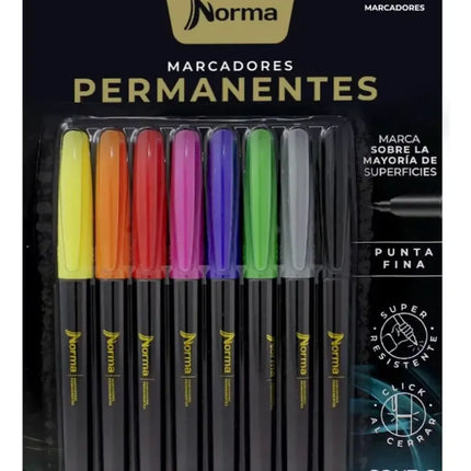 Marcadores Norma Premium Permanente Punta Fina x8