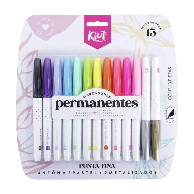 Marcadores Kiut Permanente Punta Fina x13 | Colores