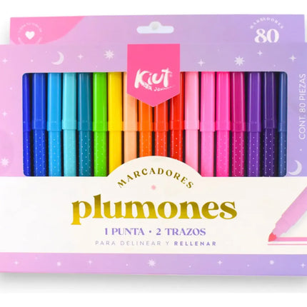 Plumones Lettering Lavables Kiut x80 | Colores Creativos