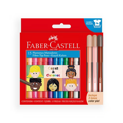 Plumones Fiesta Caras & Colores X15 | Faber-Castell