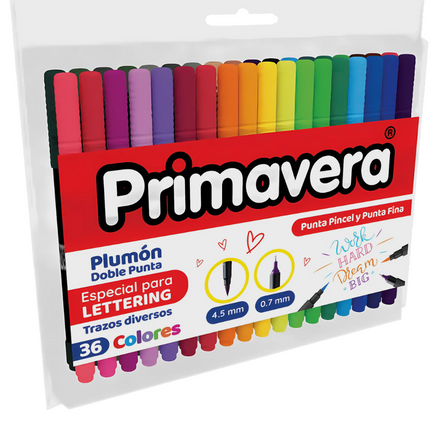 Plumones Doble Punta x36 | Colores Intensos para Dibujar
