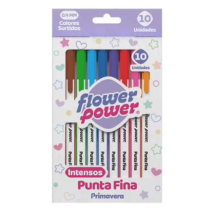Plumón Punta Fina Flower Power x10 Micropunta | Colores Vibrantes